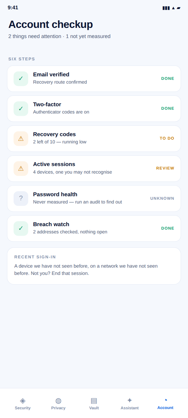 Account checkup — NexGuard on Android