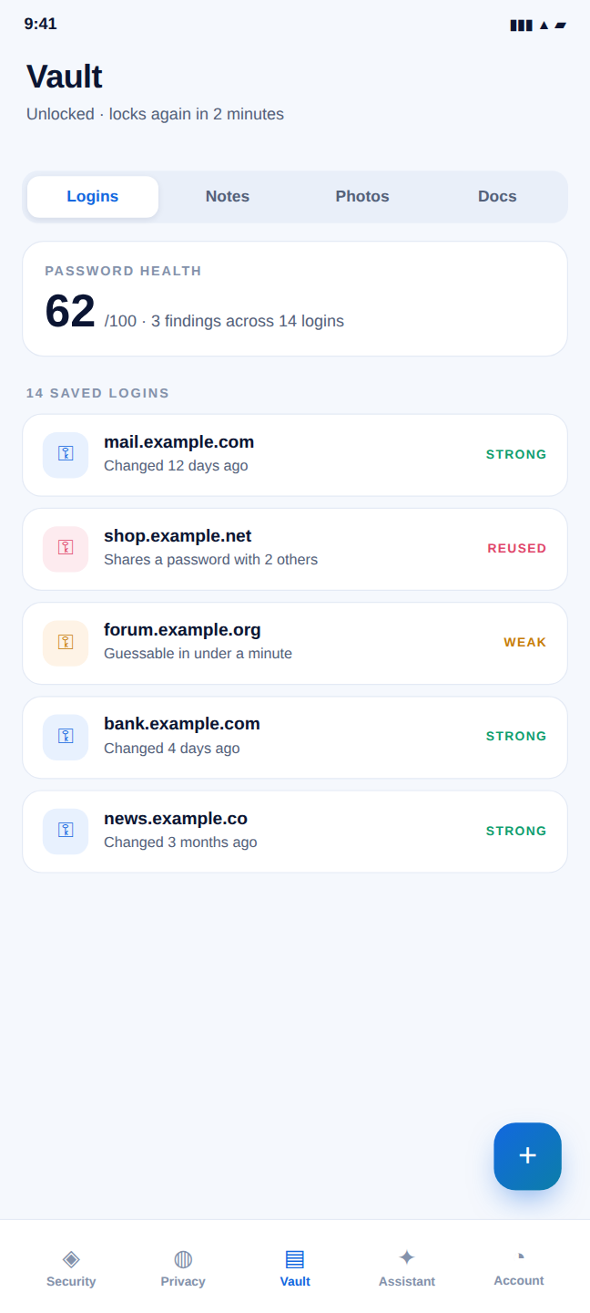 Saved logins — NexGuard on Android